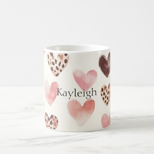 Pink Brown Leopard Druckerhitze Kaffeetasse (Mittel)