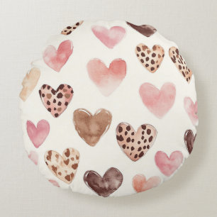 Pink Brown Leopard Druckerhitze Rundes Kissen