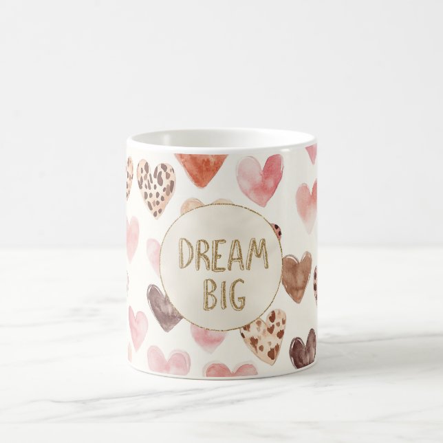 Pink Brown Leopard Hearts Gold Glitzer Dream Kaffeetasse (Mittel)