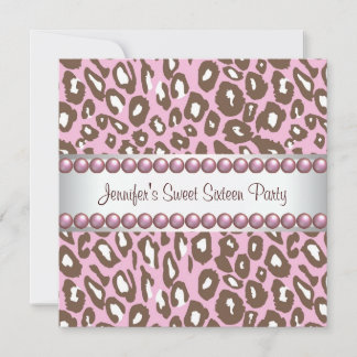 Pink Brown Leopard Sweet 16 Party Einladung