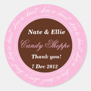 Pink & Brown Love is Sweet Candy Shoppe Aufkleber
