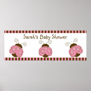 Pink & Brown Mod Ladybug Poster/Banner Poster