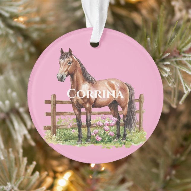 Pink Brown Pferde Ornament (Baum)