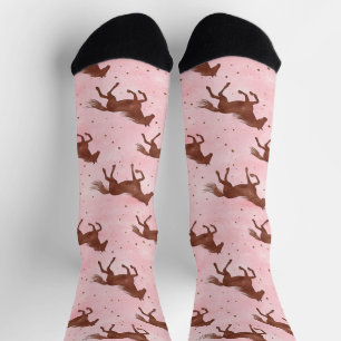 Pink Brown Pferde Socken