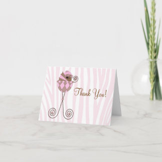 Pink Brown Pink Zebra Baby Dusche Danke Karten