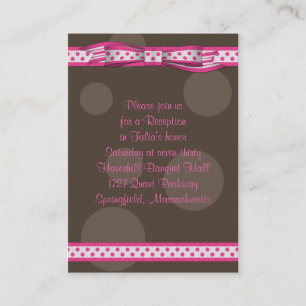 Pink & Brown Polka Dots Bat Mitzvah Empfang Card Begleitkarte