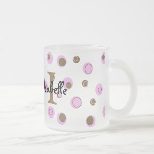 Pink Brown Polka Dots Mit Monogramm Mattglastasse