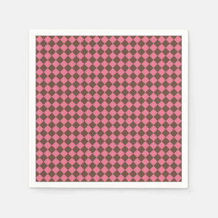 Pink Brown Schachbrett Diamond Muster Papier Napki Serviette