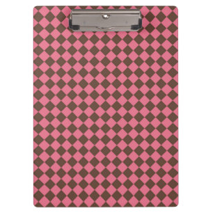 Pink Brown Schachbrett Diamond Pattern Klemmbrett