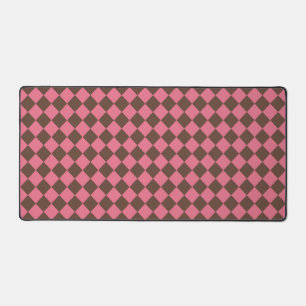 Pink Brown Schachbrett Diamond Pattern Schreibtischunterlage