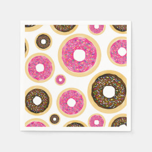 Pink & Brown Sprinkle Donuts Moderne Geburtstagspa Serviette