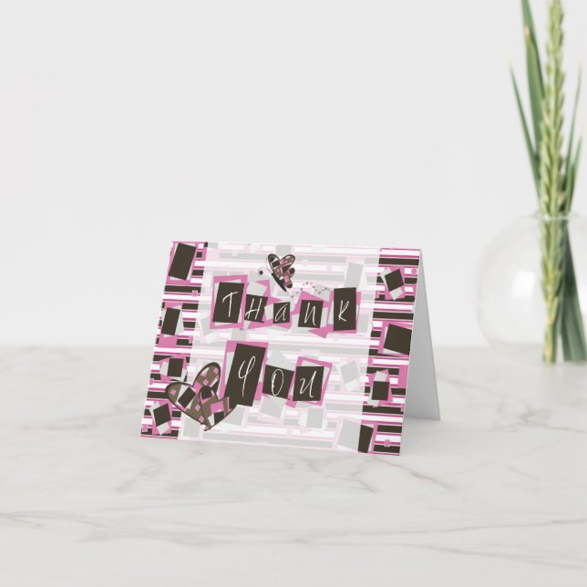 Pink Brown Striped Feminine Danke (Vorderseite)