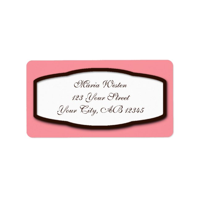 Pink Brown & White Address Labels Adressaufkleber (Vorne)