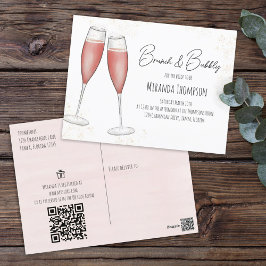 Pink Brunch Brautparty QR Code Geschenkgutschrift Postkarte