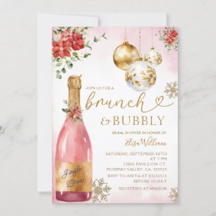 Pink Brunch und Bubbly Champagne Brautparty Einladung