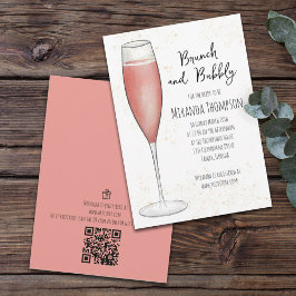 Pink Brunch und Bubbly Champagne Brautparty Inv Einladung