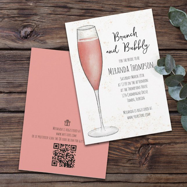 Pink Brunch und Bubbly Champagne Brautparty Inv Einladung (Von Creator hochgeladen)