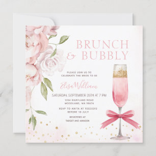 PINK Brunch und Sprudel Coquette Brautparty Einladung