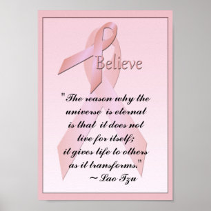 Pink Brustkrebs glauben Poster Lao Tzu Zitat