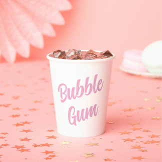 Pink Bubble Gum Simple Typography Birthday Party Pappbecher