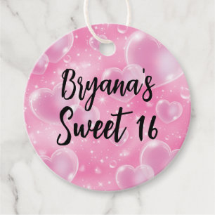Pink Bubble Hearts Niedlich 90er Jahre Geburtstag  Geschenkanhänger