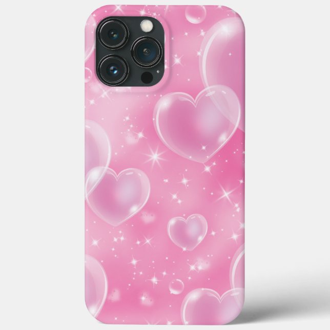 Pink Bubble Hearts Niedlich Girly 90er Jahre Style Case-Mate iPhone Hülle (Rückseite)