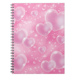 Pink Bubble Hearts Niedlich Girly 90er Jahre Style Notizblock
