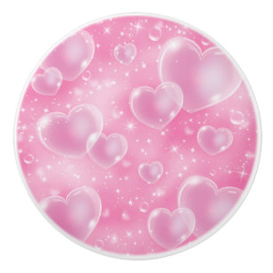 Pink Bubble Hearts Niedlich Girly Keramikknauf