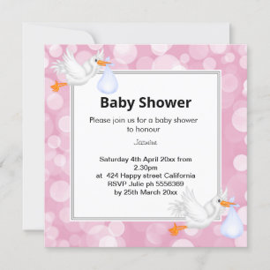 Pink Bubble Mermaid Stork Babydusche Ankündigung