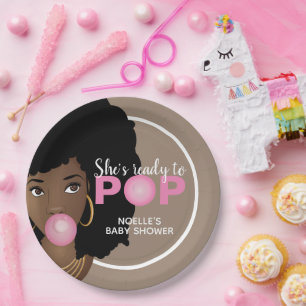 Pink Bubblegum Sie ist bereit zum Pop Pappteller