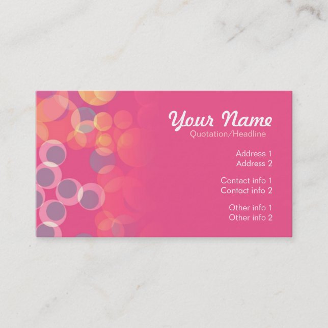 Pink Bubbles Business Card Visitenkarte (Vorderseite)