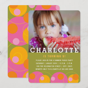 Pink Bubbles Polka Dots Foto Boy Geburtstagsparty Einladung