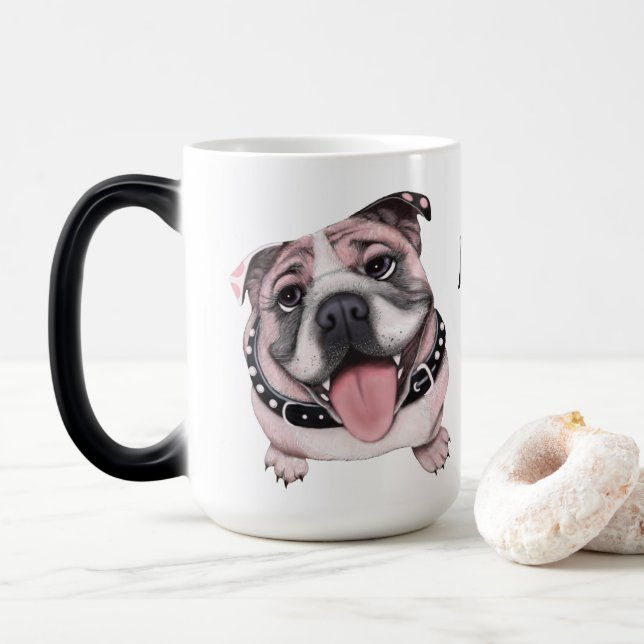 Pink Bulldog Tasse (Mit Donut)