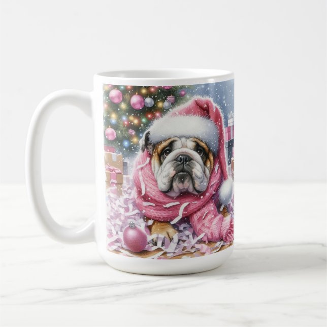 Pink Bulldogge Weihnachten "sagte nie jemand" Tass Kaffeetasse (Links)