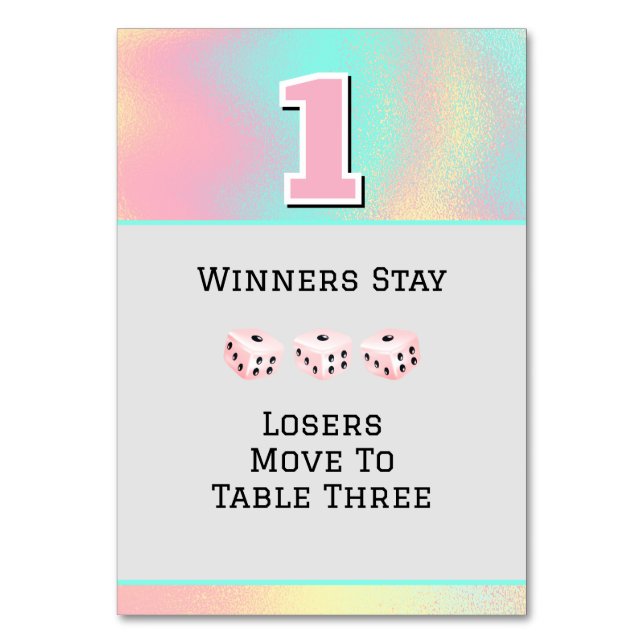 Pink Bunco #1 Table Card Tischnummer (Vorderseite)