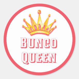 Pink Bunco Queen Crown Watercolor Runder Aufkleber