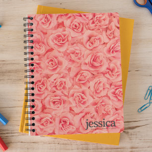 Pink Bundled Rose Rounded Modern Typografy Notizbuch