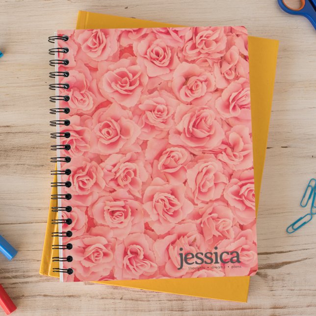 Pink Bundled Rose Rounded Modern Typografy Notizbuch (Von Creator hochgeladen)