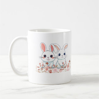 Pink Bunnies White Mug into a Sweet Gift Kaffeetasse