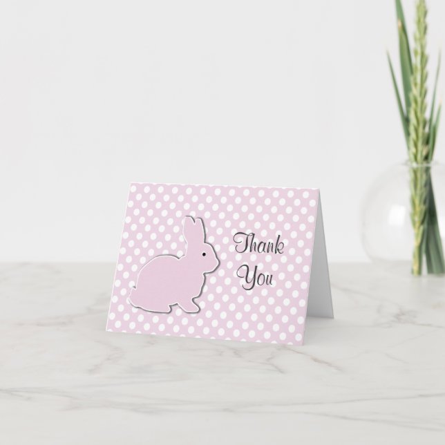 Pink Bunny Baby Danke Note Card (Vorderseite)