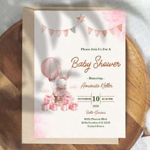Pink Bunny Baby Dusche Einladung