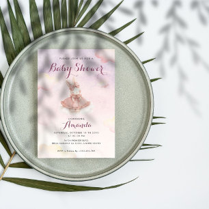 Pink Bunny Baby Dusche Einladung