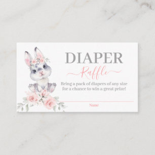 Pink Bunny Baby Shower Girl Diaper Raffekarte Begleitkarte