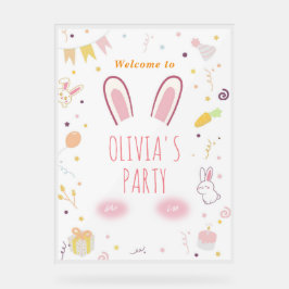 Pink Bunny Birthday Herzlich willkommen Osterhasen Acrylschild