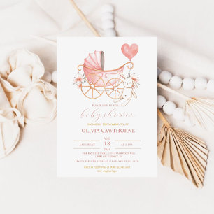 Pink Bunny   Cradle Girl Baby Shooting Party Einladung