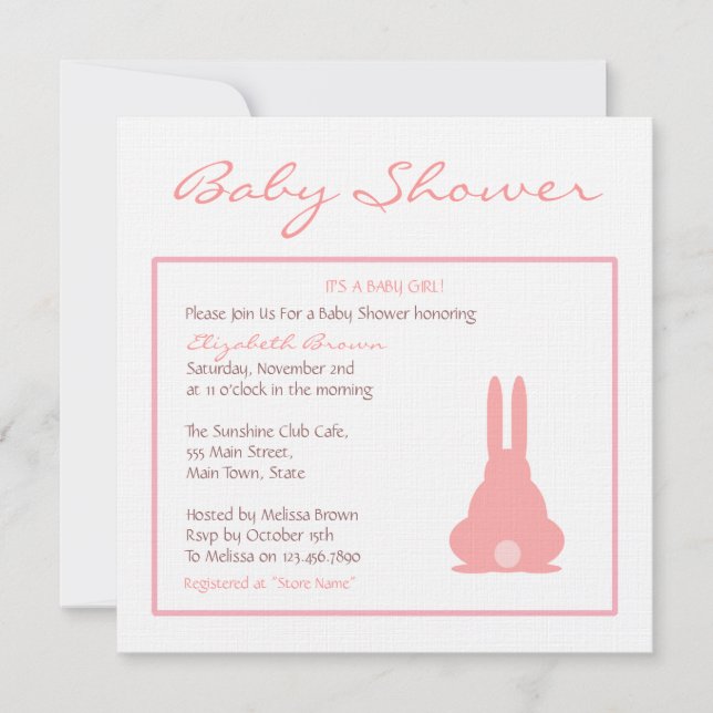 Pink Bunny Einladung (Vorderseite)