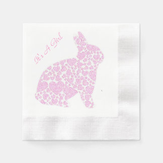 Pink Bunny Es ist ein Mädchen Serviette