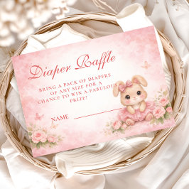 Pink Bunny Floral Diapper Raffle Begleitkarte