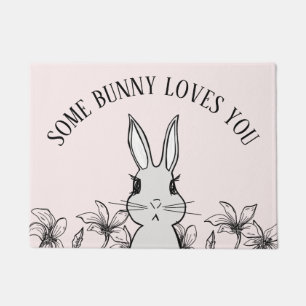 Pink Bunny Flour Frühling Fußmatte