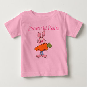 Pink Bunny Holding riesige Carrot Custom Pink Baby T-shirt